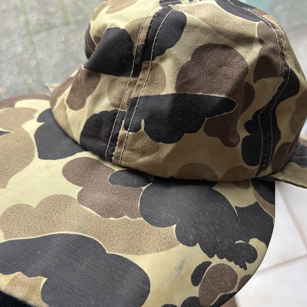 Vintage 80's Goretex Duck Camo Hat Camouflage Hat Thermal Insulate Brown Black - Picture 8 of 9